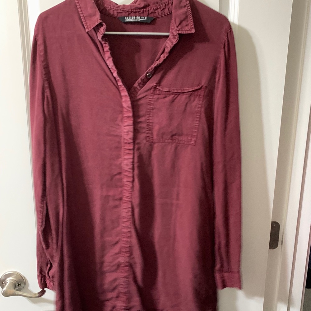 Burgundy Button Down Shirt/Dress